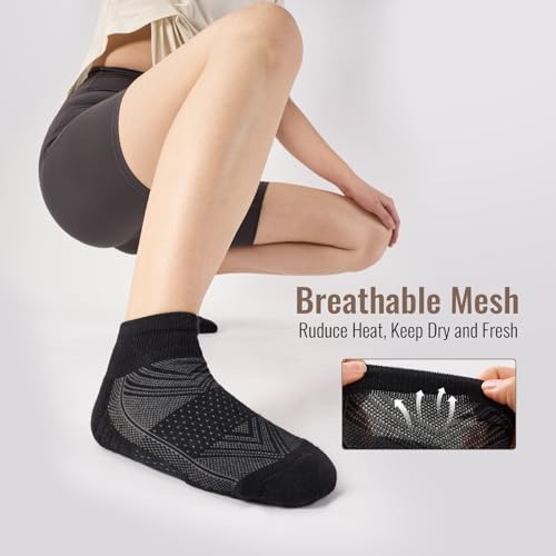 Ankle Socks Women White Black, 6/12 Pairs Running Quarter Socks - color: Black, size: 5-8