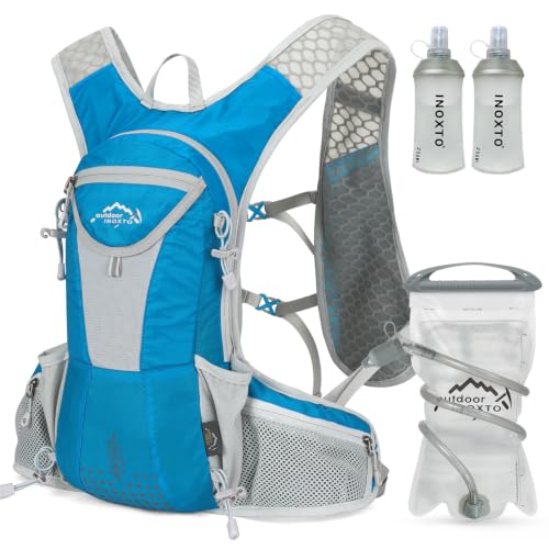 IX INOXTO Hydration Pack Backpack, Lightweight Water Backpack with 2L Hydration Bladder Daypack for Men Women,Running Hydration Vest for Trail Running Hiking Cycling Race Climbing - color: Blue