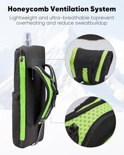 Zelvot Running Water Bottle Hand with 500ml Soft Flask, Collapsible, Green