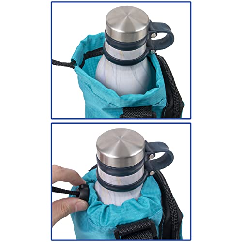 Trail maker Water Bottle Carrier Bag with Strap, Phone Pocket for Walking, Runs, Bike, Stainless Steel, Glass, Plastic - color: Turquoise