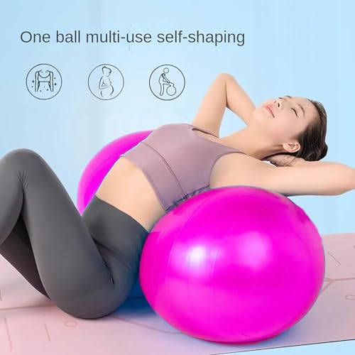 Yoga Ball, Exercise Pilates Peanut Ball, Fitness Balance Balls with Inflation Pump, Muscle Training,Birthing, Used in Hotels, Home, Yoga Studios/Pink