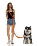 Hands Free Dog Leash, Multifunctional Crossbody Dog Leash - color: Orange, size: Large-5.9-9.5ft