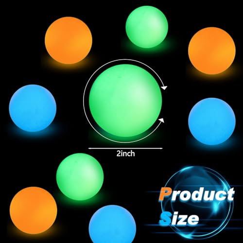 12 Pack Glow in Dark Practice Lacrosse Ball, Orange, Blue, Green, Round