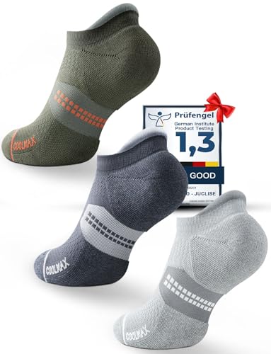 Juclise Men's No Show Compression Running Socks, Athletic Socks, 3 Pairs - color: Charcoal Heather+steel Heather+marine Od Green, size: X-Large