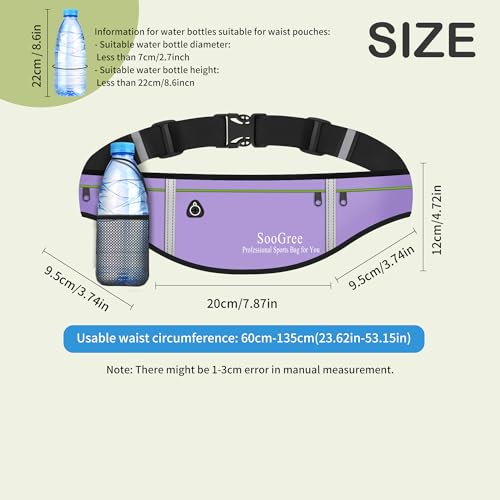 Men Women Slim Running Belt Fanny Pack,Zipper Waterproof Running Waist Pack,Ultra Light Reflective Phone Holder,Sport Workout Belt Bag for Running Walking Cycling Camping Gym (GSP1201-Light Purple) - color: GSP1201-Light Purple