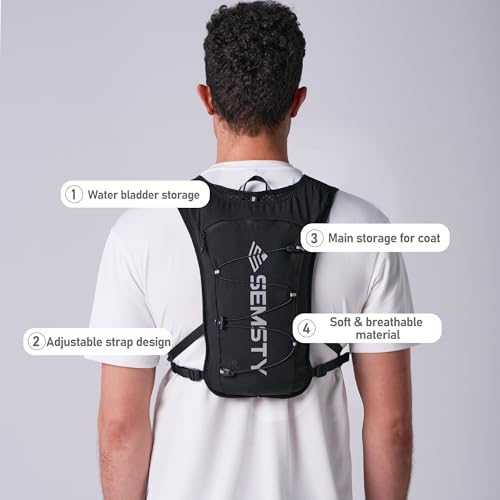 Running Vest for Women Men,5L Hydration Vest with 2*500ml Soft Flask - color: Black