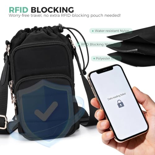 Crossbody Water Bottle Bag with Shoulder Strap for Women, Black - color: Black