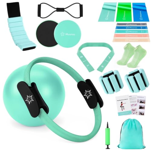 Pilates Kit Equipment, Pilates Ring and Ball for Women Home Workout - color: Green