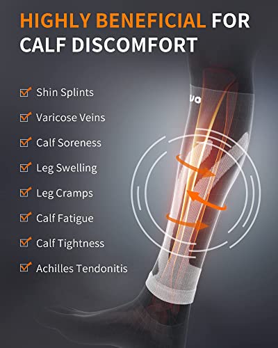 CAMBIVO Calf Compression Sleeve 3 Pairs Footless Compression Socks Running - color: Gray, size: XX-Large