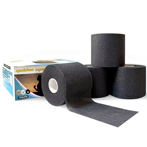 4 Pack Pre Wrap Athletic Tape, Black 2.75" x 29.5 Yards Per Roll - color: Black
