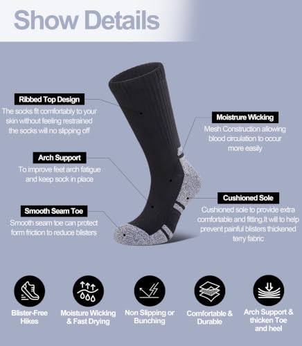 Running Hiking Socks for Women Compression Athletic Crew Socks - color: 5 Pairs Black, size: 5-8
