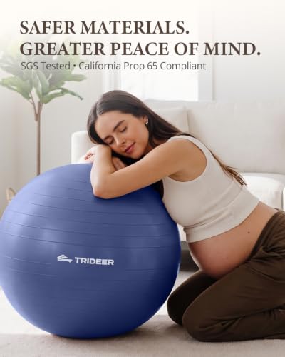 Trideer Yoga Ball for Exercise, Pregnancy, Active Sitting, 55/65/75cm - color: Midnight Blue, size: L(23-26ines/58-65cm)