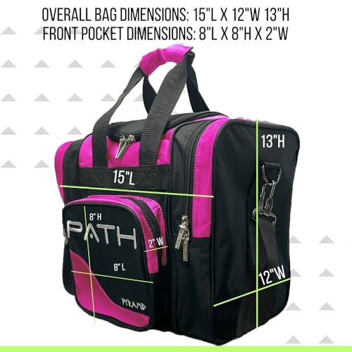 Pyramid Path Pro Deluxe Single Bowling Ball Tote - Holds One Ball, One Pair Shoes Up to Mens 15 - color: Hot Pink