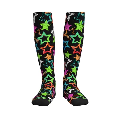 Compression Socks Women And Men For Nurses Travel Pregnancy Recovery Running Athletic - color: Graffiti Style Star Black