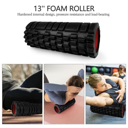 5 in 1 Foam Roller Set High Density Patented Foam Roller for Exercise - color: Pure Black