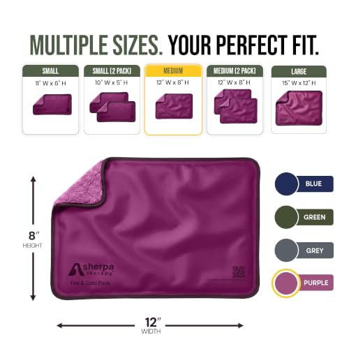 Medium Flexible Gel Ice Packs Reusable - Hot and Cold Soft Ice Packs for Injuries Reusable for Ankle, Arm, Foot, Leg, Back Pain Relief - 8" x 12" - Purple - size: Medium, style: Purple