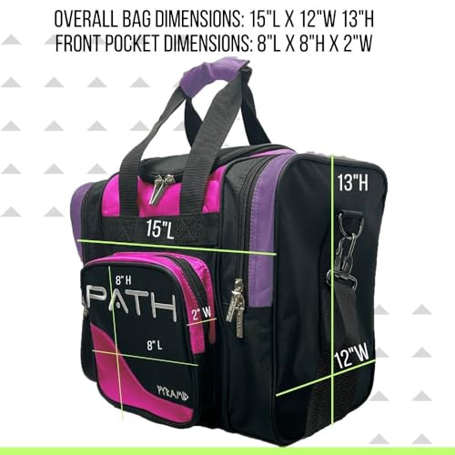 Pyramid Path Pro Deluxe Single Bowling Ball Tote - Holds One Ball, One Pair Shoes Up to Mens 15 - color: Hot Pink/Purple