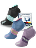 Juclise Women's No Show Compression Running Socks, 3 Pairs - color: Lavender Lux+washed Denim+aqua Black, size: Small