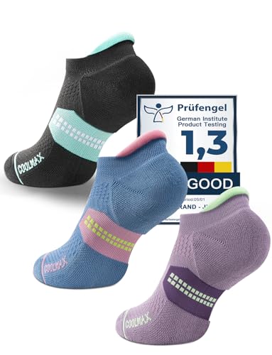 Juclise Women's No Show Compression Running Socks, 3 Pairs - color: Lavender Lux+washed Denim+aqua Black, size: Small