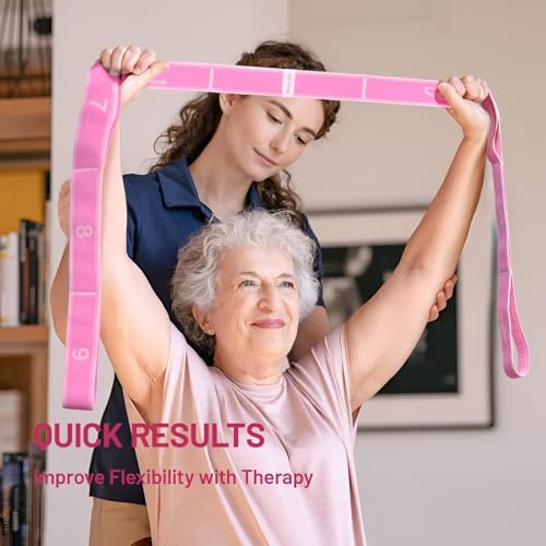 Slim Panda Stretch Strap with 9 Loops, Elastic Yoga Straps for Stretching - color: Pink+Purple
