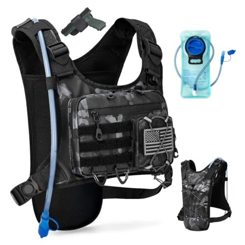 Hydration Vest with 2L Water Bladder for Men and Women,Lightweight Adjustable Hydration Backpack,Hiking Backpack with Water Bladder for Climbing Cycling Hiking - color: Camo 2