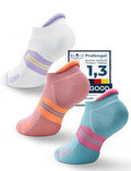 Juclise Women's No Show Compression Running Socks, 3 Pairs - color: Bright Lilac+aqua+dusty Pink, size: Small