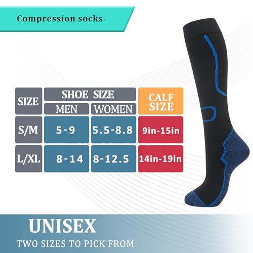 fenglaoda 3 Pairs Compression Socks for Women & Men Knee High Nurse Pregnant Cute Medical Running Travel Athletic - color: 00-3pairs-13, size: Small-Medium