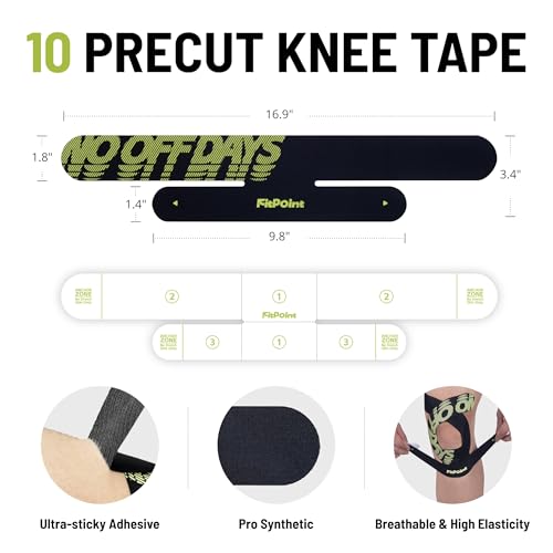 Kinesiology Tape for Knees 10 Pcs Ultra-Sticky Patella Knee Tape Black - color: Jet Black
