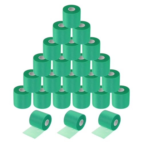 MECCANIXITY 24 Rolls Pre Wrap Athletic Tape 30 Yard x 2.8" Foam Under Wrap Tape Sports Prewrap Headband for Hair Ankles Wrists Hands Knees - color: Dark Green