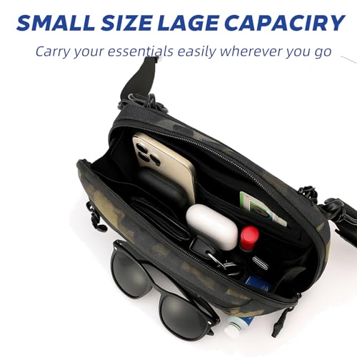 Crossbody Fanny Pack - 1.5L Small Sling Bag Water Resistant Handled Pouch with Adjustable Strap & D Ring for Travel Running Hiking EDC,Camo - color: Camo