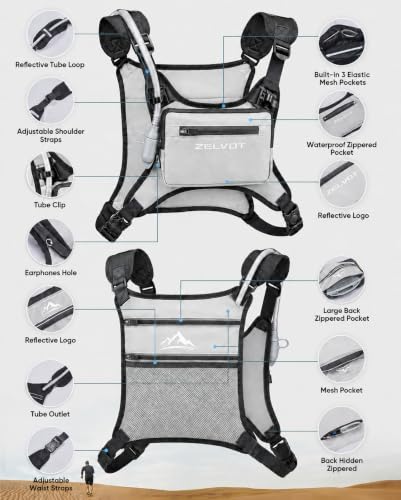 Zelvot Running Vest with 1L Water Bladder, Chest Pack for Men Women - color: Gray