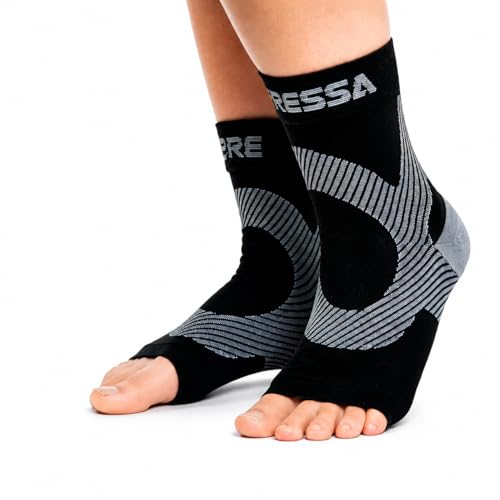 Compressa Compression Socks for Women & Men - Ankle Compression Sleeve with Premium Non-Slip Support Joint Pain, Muscle Recovery, Arthritis Relief, Injury Recovery, & More (1 Pair - Open Toe)