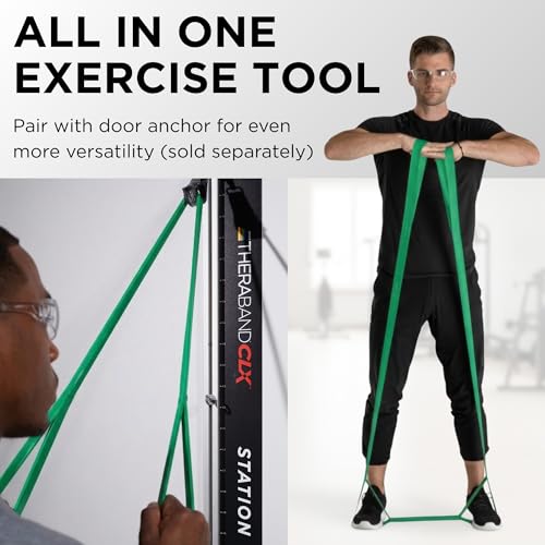 THERABAND CLX Resistance Band with Loops, 5-Foot Band - color: Level 3 / Heavy - Green