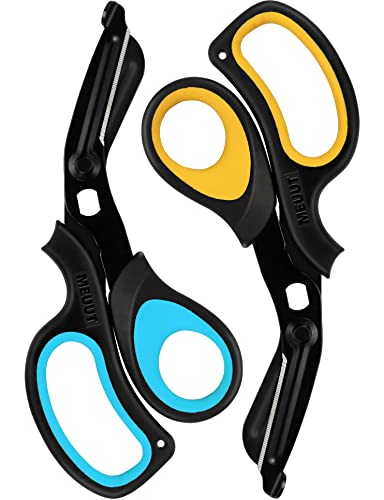 MEUUT Medical Scissors 2-Pack Trauma Shears for Nurses All Purpose Scissors - color: Black/Yellow+black/Blue