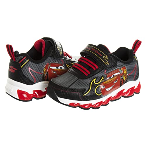 Disney Pixar Cars Boys Black/Red Lighted Sneaker (Toddler/Little Kid) - color: Red/Black/Yellow, size: 9 Toddler