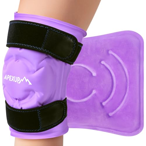 APEXUP Ice Pack for Knee Pain Relief, Large Reusable Wrap After Surgery, Flexible Gel Cold Pack for Injuries, Pain Relief for Back, Shoulder, Elbow, Ankle and Leg (Purple, XXL, 1PK) - size: 2X-Large-1PK, style: Purple
