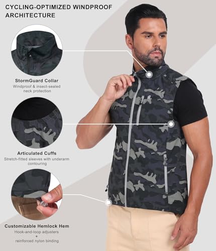 Little Donkey Andy Men's Lightweight Summer Vest Windproof Packable - color: Camo, size: Small