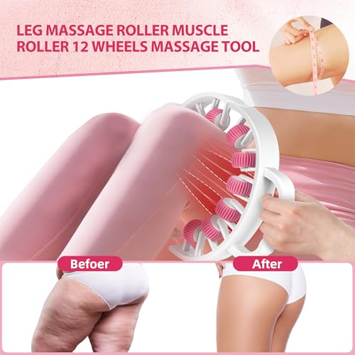 Docemel Massager Roller for Cellulite&Lymphatic Drainage – Fascia Muscle Roller Stick for Legs, Thighs,Calf–Deep Tissue Massage Tool for Pain Relief,Body Sculpting, Anti-Cellulite,Athletes Recovery