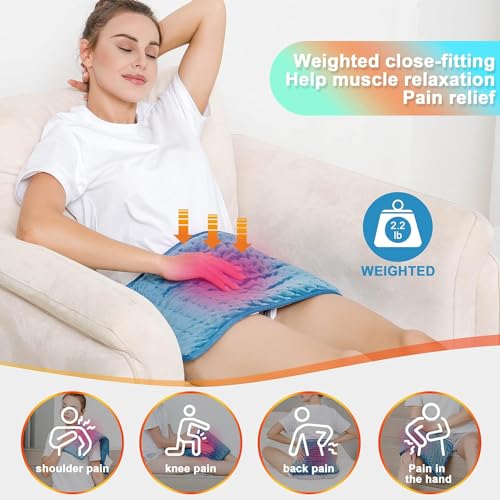 Heating Pad,Heated Blanket,Heating Pad for Back Neck,GrayBlue,24x12 in - color: Rhombicblue, size: 24x12 Inch