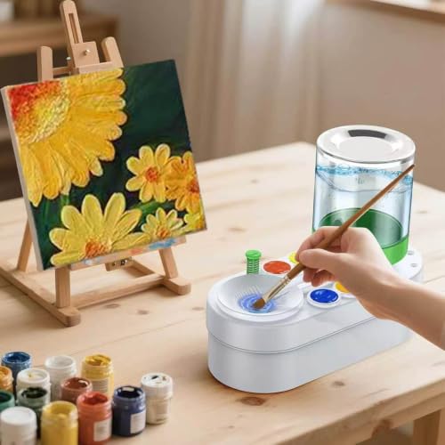 Upgraded Paint Brush Cleaner Tool,Brush Rinser Cup Painting Running Water Circulation Art Supplies for Acrylic,Watercolor and Water Based for Adults Artist Beginners and Kid(Green) - color: Green