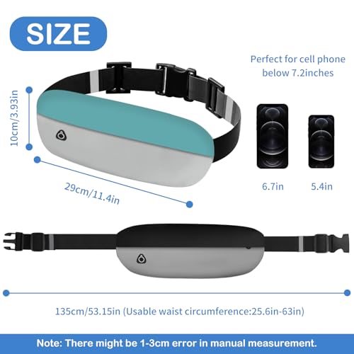 Waterproof Running Belt Waist Pack – Lightweight Fitness Phone Holder for Men Women, Adjustable Sport Bum Bag with Zipper Pockets for iPhone 15/16 Pro Max, Keys, Card (GSP8802, Blue Gray) - color: Blue Gray