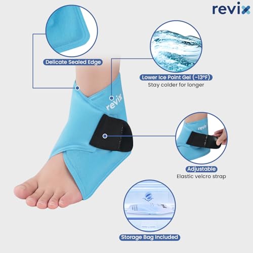 REVIX Ankle Ice Pack Wrap for Plantar Fasciitis & Foot Pain Relief - style: Blue-1 Pack
