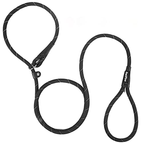 PetiFine Slip Lead Dog Leash Reflective, 6FT x 3/8" Heavy Duty Slip Leash - color: Black, size: 3/8" x 6 FT