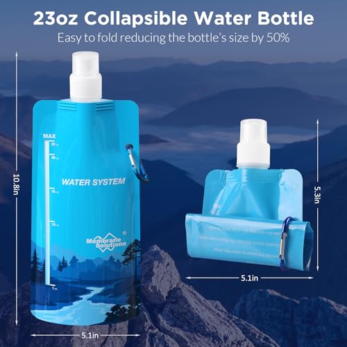 Membrane Solutions Collapsible Water Bottle 23oz with Carabiner