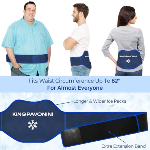 KingPavonini Extra Large Ice Pack for Back Pain Relief, 1 Gel Pack, Blue - color: Blue (1 Wrap+1 Gel Pack)