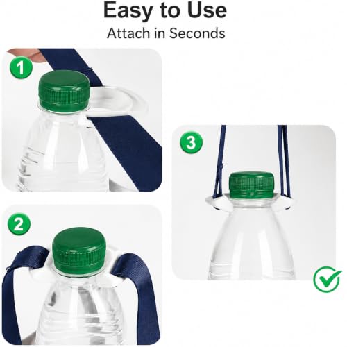 4 Pack Water Bottle Holder Lanyard Adjustable Beverages Shoulder Strap - color: Navy