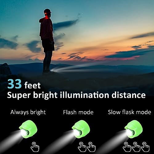 RAHAN Rechargeable Flashlights Compatible with Croc,2 PCs Flashlights Attachment for Shoe, LED Clogs Light with 3 Light Modes for Dog Walking, Camping, Running, Suitable for Adults Kids, Green - color: Green