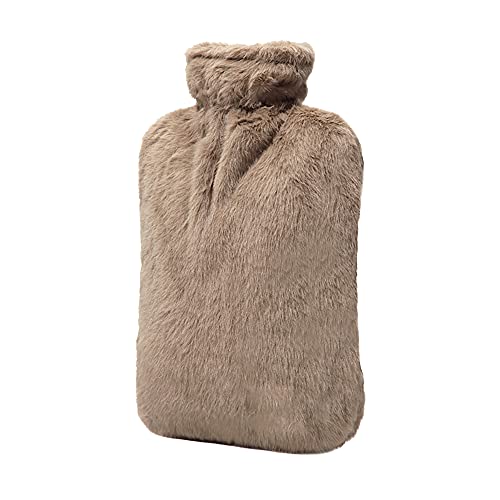 BICAREE Hot Water Bottle with Cover, 2L PVC Hot Water Bag for Neck, Shoulder Pain and Hand Feet Warmer, Menstrual Cramps, Hot Compress and Cold Therapy(Brown) - style: Brown