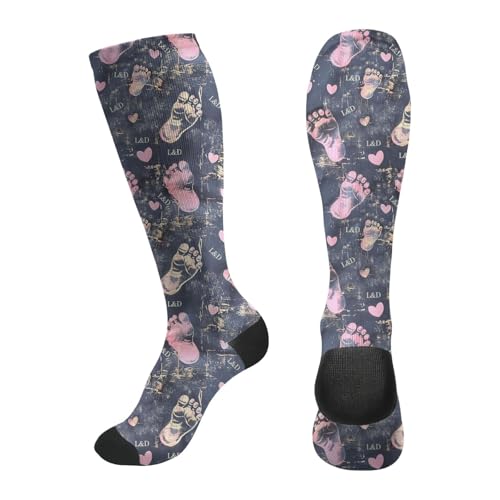 FREEHOTU Compression Knee High Socks for Women/Men Circulation 15-20 Mmhg - color: Labor and Delivery