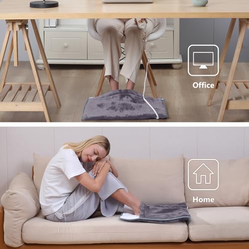 Gintao Electric Heated Foot Warmers for Feet,22"×20" Soft Foot Heating Pad - color: Gray